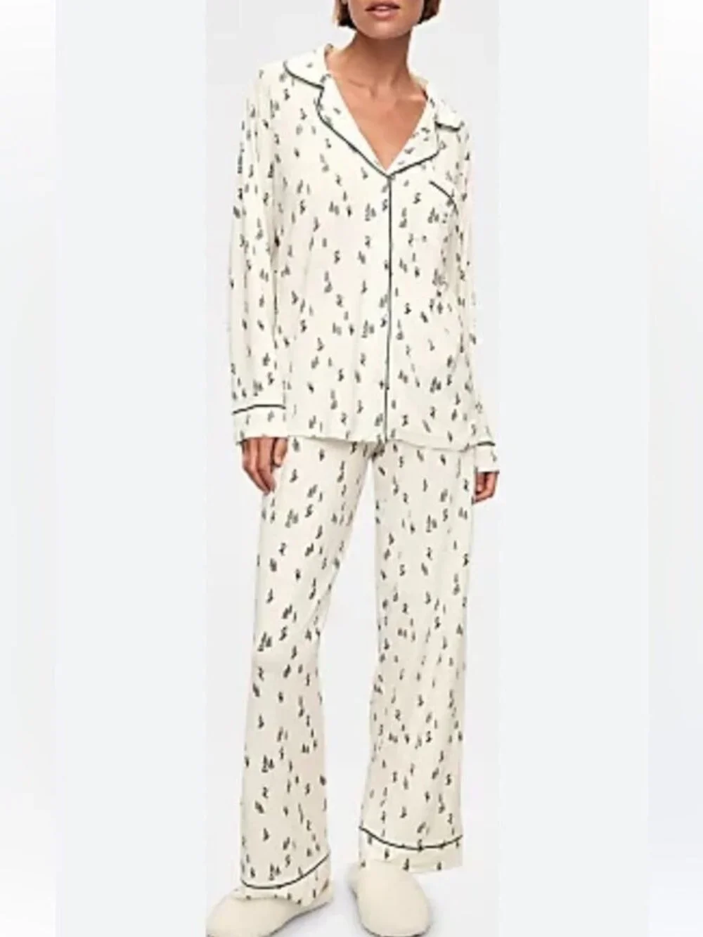 TAHARI Winter Tree Notched Collar Long Sleeve Pants PJ Gift Set Size M